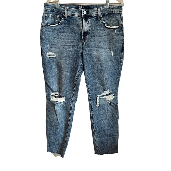 Gap Girlfriend Distressed Raw Hem Straight leg Denim Y2K Style Jeans - Picture 1 of 10
